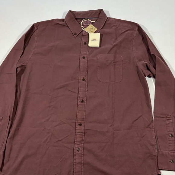 Faherty Mens Sunwashed Stretch Oxford 2.0 Shirt Long Sleeve Burgundy Sz XL NWT - Picture 2 of 12
